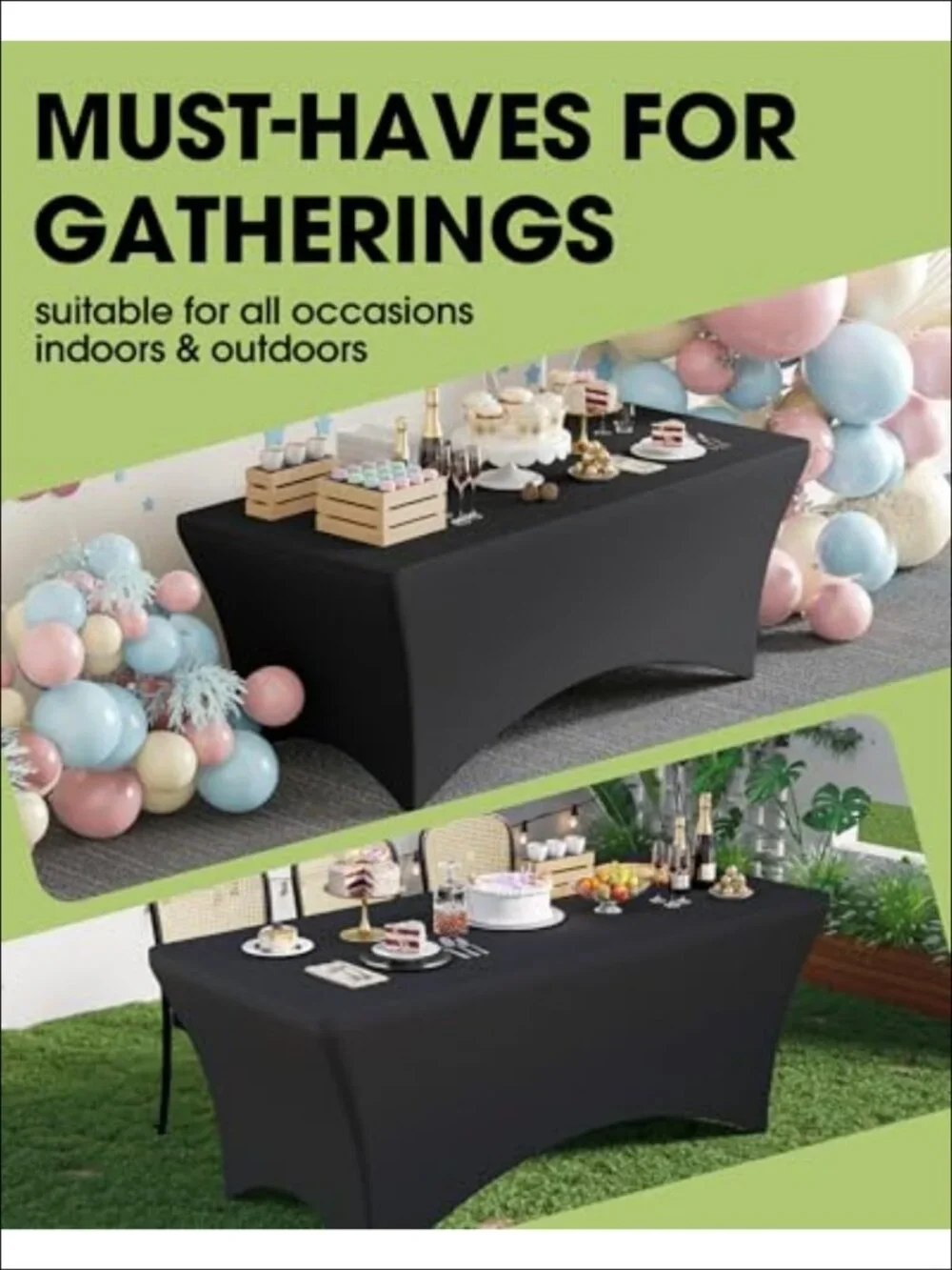 Spandex Fitted Tablecloth 6ft Stretch Table Cover for Party Wedding